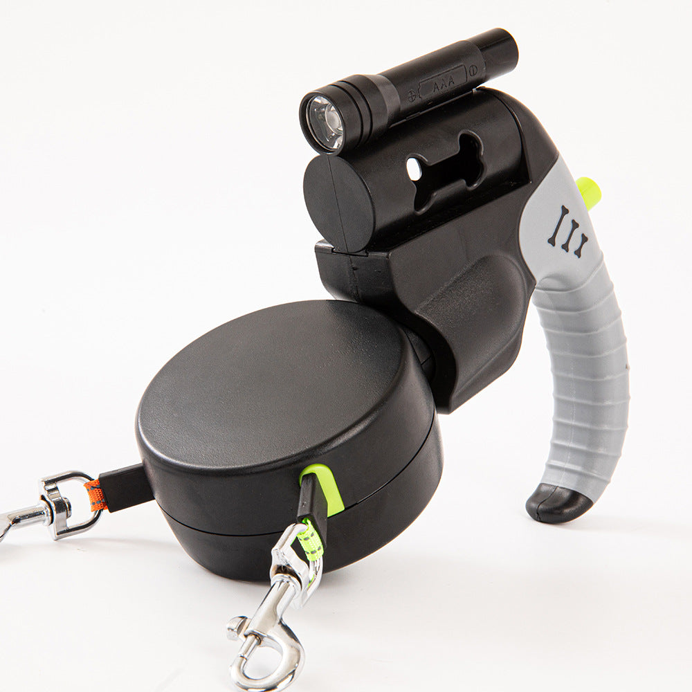The Vibe™ Automatic Retractable Dual Dog Leash with Light